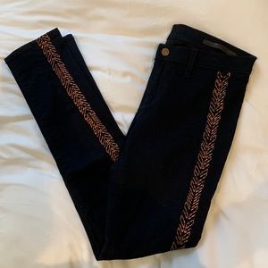 Rag & Bone Midnight Blue Dark Rinse The Bengal Embroidered Skinny Jeans